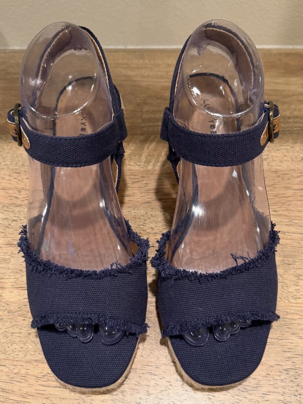 Lucky Brand Mindra Denim Wedge Espadrille Sandals Blue Size 7.5 - Picture 5 of 9